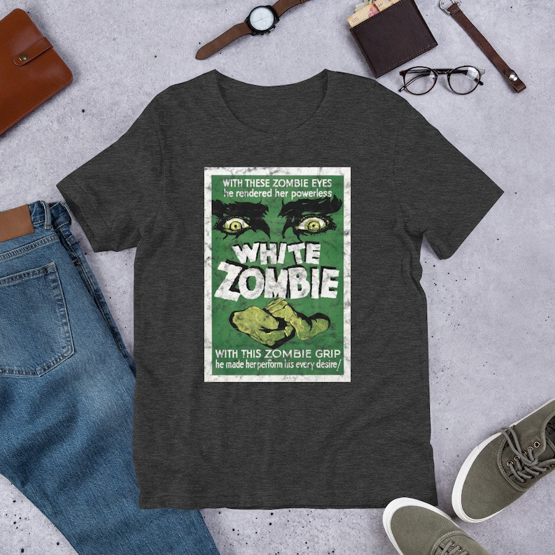White Zombie, Retro Movie Art Shirt, Cult Classic Tee, Sci-Fi Art, Vintage Graphic Tee Dark Grey Heather