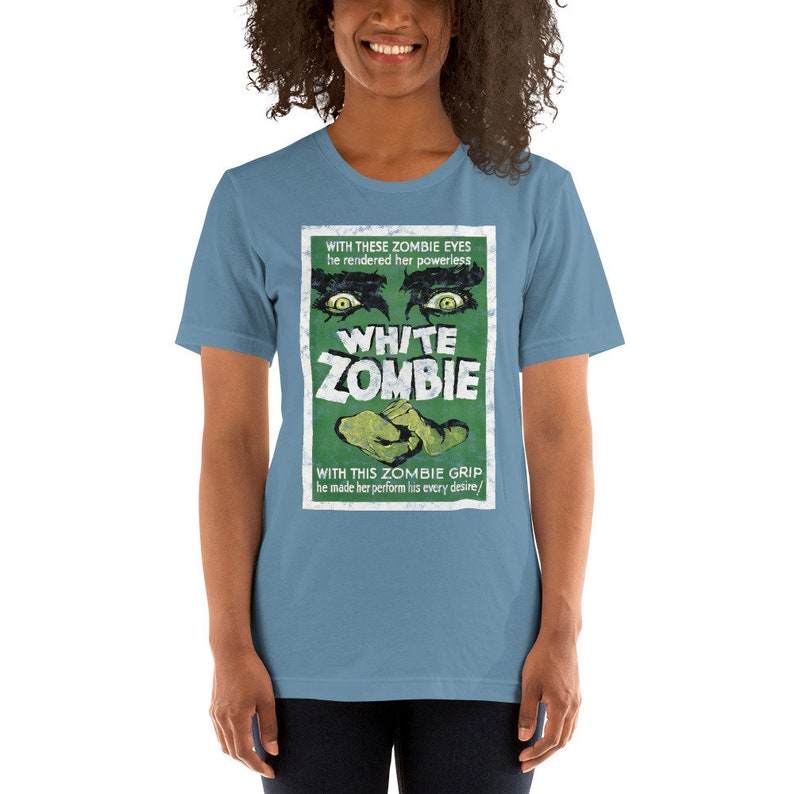 Weißer Zombie, Retro-Film-Kunst-Shirt, Kult-Klassiker-T-Shirt, Sci-Fi-Kunst, Vintage-Grafik-T-Shirt Bild 6