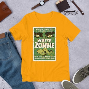 White Zombie, Retro Movie Art Shirt, Cult Classic Tee, Sci-Fi Art, Vintage Graphic Tee Gold