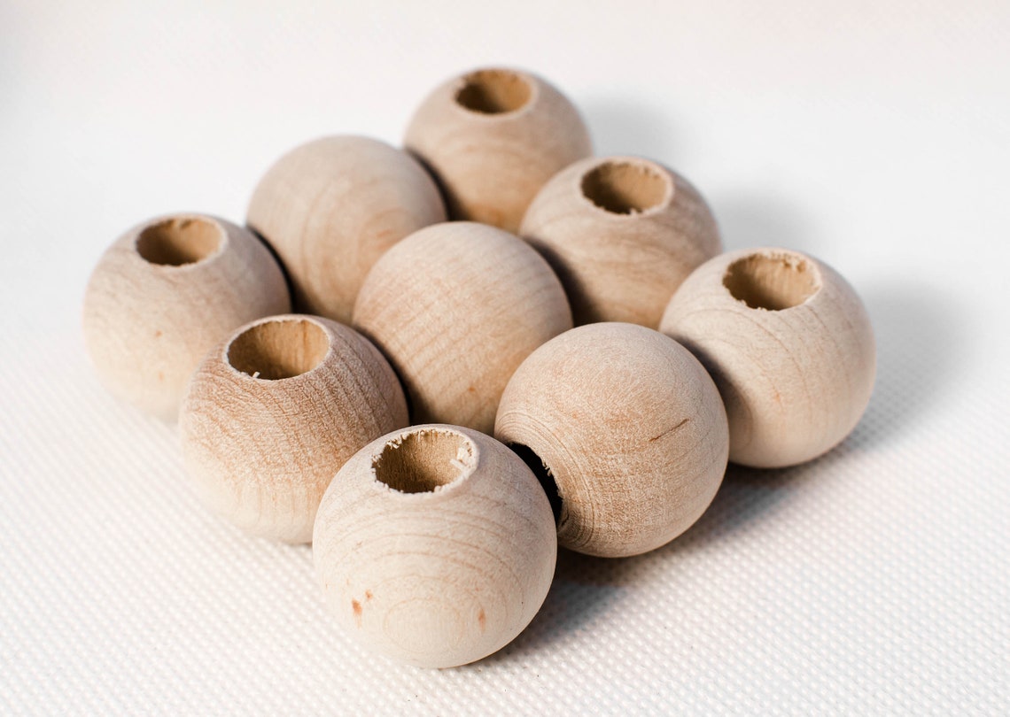 25mm wooden balls with holes 10mm 10pc Etsy
