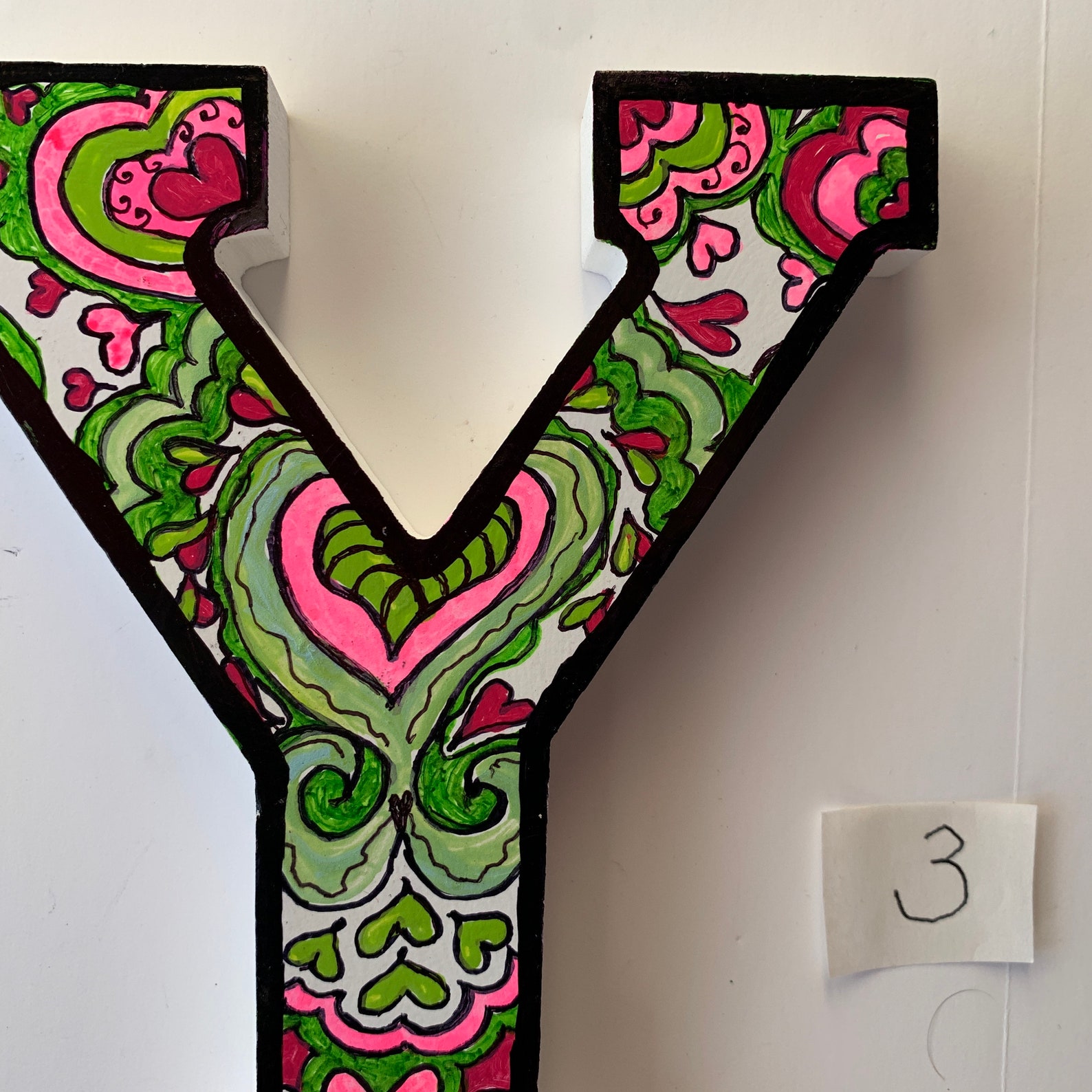Wood LETTER Y OOAK Amazing Hand Painted for Decor or Etsy