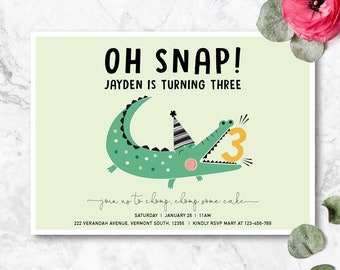 Great for Jungle Animal Theme Birthday Parties and Baby Showers for Boys with Matching Envelopes and Stickers TripleStudio Alligator Fill-in Invitations 12 pcs