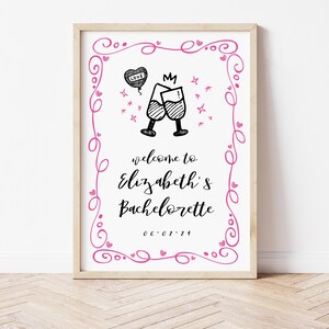 Handwritten Hens Night Welcome Sign, Modern Fun Script Bachelorette Party Sign, Bridal Party Decor, Editable Template Instant Download, M096