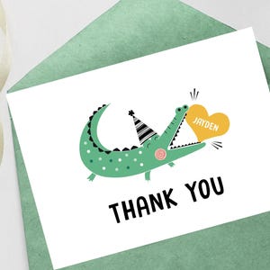 Crocodile Thank You Card | Birthday Thank You  | Modern Crocodile Alligator | Printable Thank You Editable Template | INSTANT DOWNLOAD m015