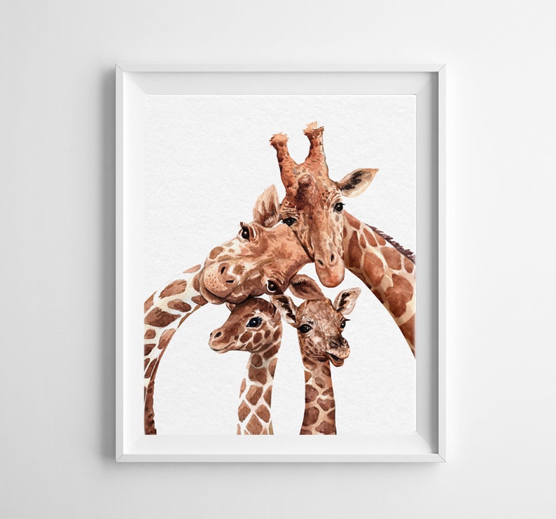Giraffe Family Wall Art Nursery Art Print Giraffe Nursery Etsy