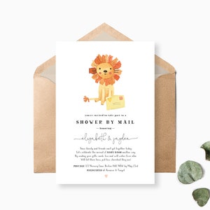 Virtuele baby shower, douche van afar, lange afstand Lion Baby Shower, Boy Baby Shower per mail, Lange Afstand Shower Boy, Lion Baby Shower