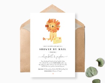 Virtual Baby Shower, Shower From Afar, Long Distance Lion Baby Shower, Boy Baby Shower by Mail, Long Distance Shower Boy, Lion Baby Shower