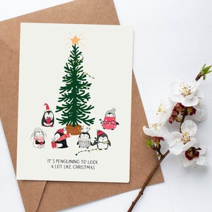 Tarjeta de Navidad de pingüinos / Feliz Navidad / Penguin Puns / Feliz Navidad / Es pingüino parecerse mucho a Navidad / DESCARGA INSTANTÁNEA