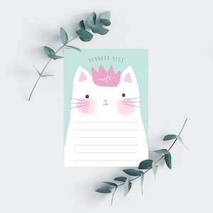 Carta de escrita de gato, carta de escrita para impressão, nota de escrita, gatinho, papel de escrita para meninas, papel de escrita para meninas, papel para impressão de gato bonito