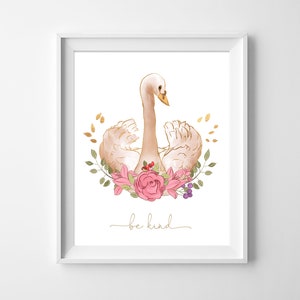 Girls Nursery Wall Art, Swan Nursery Decor, Girls Bedroom Decor, Swan ...