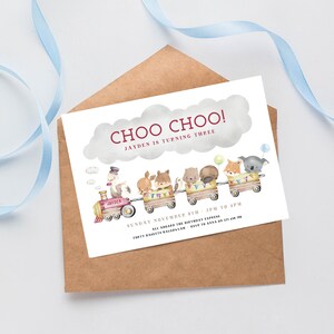 Australian Animals Birthday Invite, Aussie Wildlife, Choo Choo Train, EDITABLE TEMPLATE Birthday, Gender Neutral Printable Instant DOWNLOAD