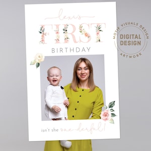 First Birthday Photo Prop, Girls Birthday photo props, photo booth frame, Selfie Frame, Girls First Party photo frame, Kids Photo Prop, M009