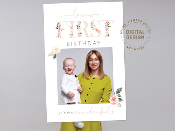 First Birthday Photo Prop, Girls Birthday photo props, photo booth frame, Selfie Frame, Girls First Party photo frame, Kids Photo Prop, M009