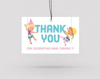 Girls Indoor Rock Climbing Birthday Party favors, Gift Tags, Thank You Card, Climbing Birthday, Thank You Cards Girls Climbing Party, M036