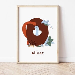 Dinosaur Initial Nursery Art: Personalized Name Print (Digital Download)