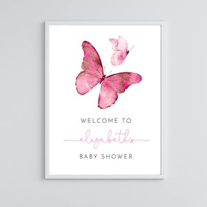 Butterfly Welcome Sign for Girls Baby Shower, Welcome Signage, Pink Butterfly Baby shower, Girls Baby Shower Minimalist, Garden Shower, M023