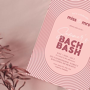 Bachelorette Party Invite, Pink Red Arch Bridal Shower, Bach Bash, Editable Bachelorette Invite Template, Hens Night, Girls Night Out, M081