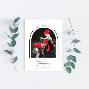 Christmas Card with Photo Arch Minimal Simple Arch Christmas Card Black White Arch Christmas Card Photo Christmas Card Holiday Card image 1