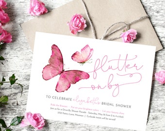 Drive By Bridal Shower Invitation, Bridal Drive By Shower, Bridal Shower Drive By, Bridal Shower Parade, Butterfly Bridal Shower, Modern