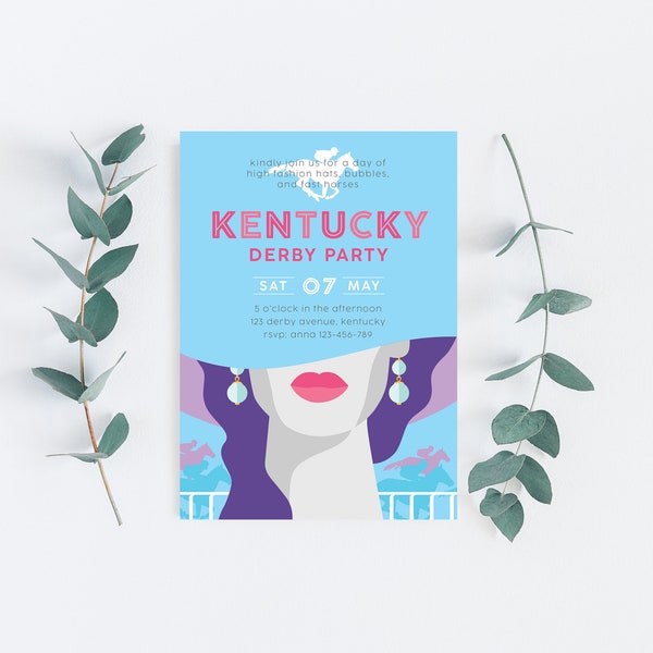 Kentucky Derby Bridal Shower Invite, Race Horse Ascot, Melbourne Cup, Girls Luncheon Invite, Run for the Roses, Editable Template Download