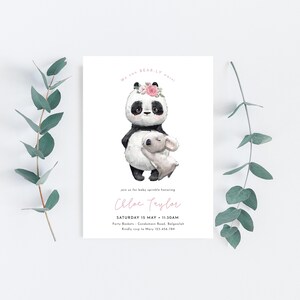 Possiamo aspettare BEAR-LY, Invito per la doccia per bambini, Simpatico orsetto coccolone Koala Panda, Secondo bambino, Orsetto Baby Sprinkle, Download modello modificabile