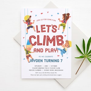 Boys Rock Climbing Invitation, Indoor Rock Climbing Party, Boys 6th 7th 8th Birthday, Modern Rock climb, Adventure Party Boys Birthday, M036