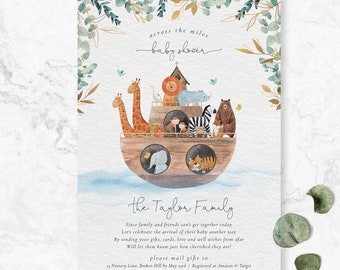 Across the Miles Baby Shower, Noahs Arc Baby Shower Invitation, Baby shower Long Distance, Across the Miles Shower, Noahs Arc Minimalistic