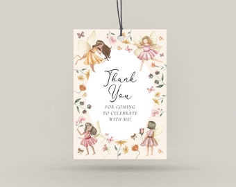 Fairy Gift Tags Thank You | Fairy Birthday Party Party Favor | Thank You Tag | Fairy Gift Tag | Modern Floral Dancing Fairy Butterflies M033