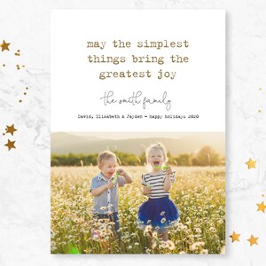 Foto kerstkaart, 2020 Holiday Card, Family Photo Christmas, Joy Photo Card, Simple Modern, eenvoudigste dingen brengen u de grootste vreugde