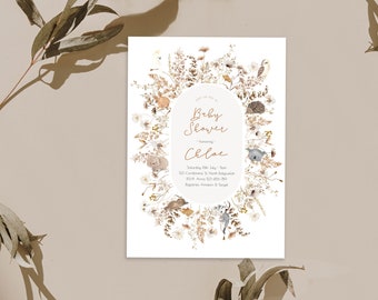Cute Australian Animals Baby Shower Invite | Wildflowers Animals Koala | Baby Sprinkle | Australian native theme baby shower | modern m053