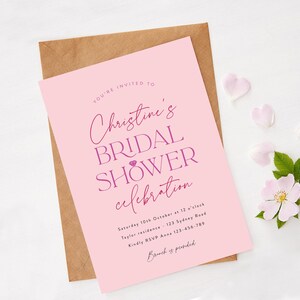 Pink Bridal Shower Invite, Modern Bride, Bachelorette Party, Hens Party Diamond Ring, Girls Night Out, Bridal Brunch, Editable Download m055