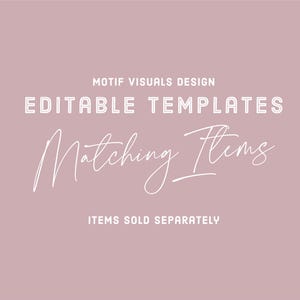 Pu&ograve; includere: Uno sfondo rosa con testo bianco che recita "Motif Visuals Design Modelli modificabili Articoli abbinati Articoli venduti separatamente"