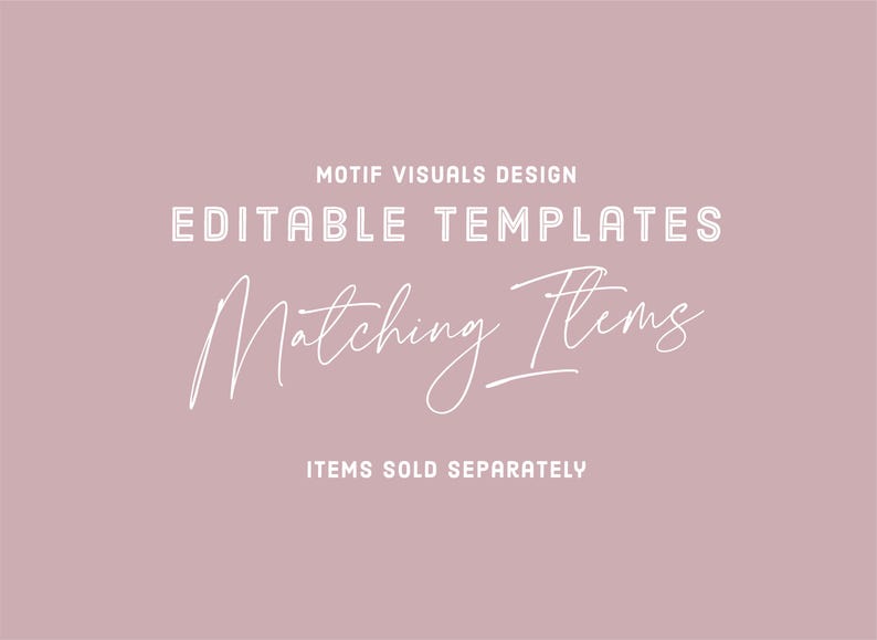 Pu&ograve; includere: Uno sfondo rosa con testo bianco che recita "Motif Visuals Design Modelli modificabili Articoli abbinati Articoli venduti separatamente"