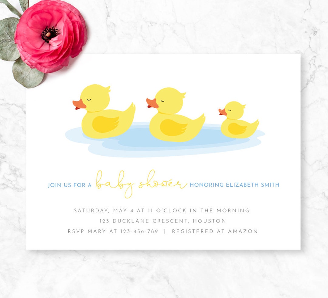Baby Shower Ducks, Duckling Baby Shower Invitation, Baby Shower Invite