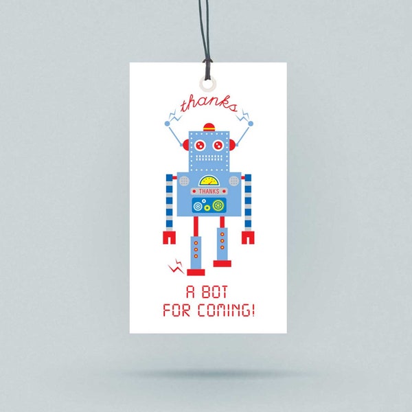 Robotcadeaukaartjes | Robot bedanklabels | Moderne robot | Bedankt een bot voor je komst | Robotverjaardagsfeestje | Robotvrienden INSTANT DOWNLOAD m051