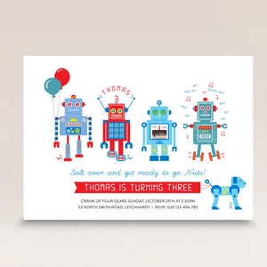 Robot Birthday Invitation | Robot Party | Robot Theme | Modern Minimalist Robot | Robot Dog | Editable Robot Invite | INSTANT DOWNLOAD M051