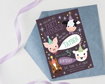 Farm Animals Birthday Invitation: Editable Barnyard Party (DIY Download)
