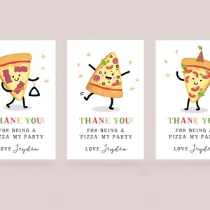 Pizza Geburtstagsparty Geschenkanhänger, Dankeschön Tag Vorlage, süße Pizza Dankeschön Karte, bearbeitbare druckbare Geschenkanhänger Sofortiger Download M088