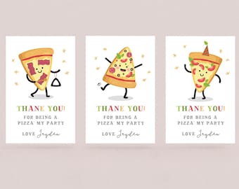 Pizza Birthday Party Gift Tags, Thank You Favor Tag Template, Cute Pizza Thank You Card, Editable Printable Gift Tag Instant Download M088