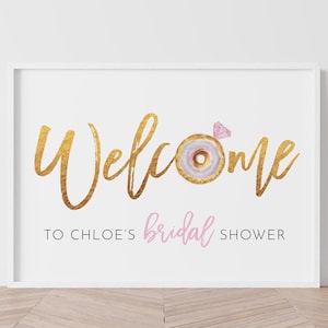 Donut Bridal Shower Welcome Sign, Pink Gold Sparkling Donut, Bridal Shower Decor, Donut Ring, Bridal Shower Donut Theme, Minimalistic, M006