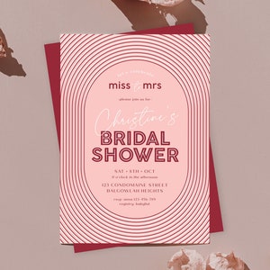 Miss to Mrs Bridal Shower Invitation, Editable Template Arch Bridal Shower, Bachelorette Party digital Download, Minimalist Pink Shower M080 image 9