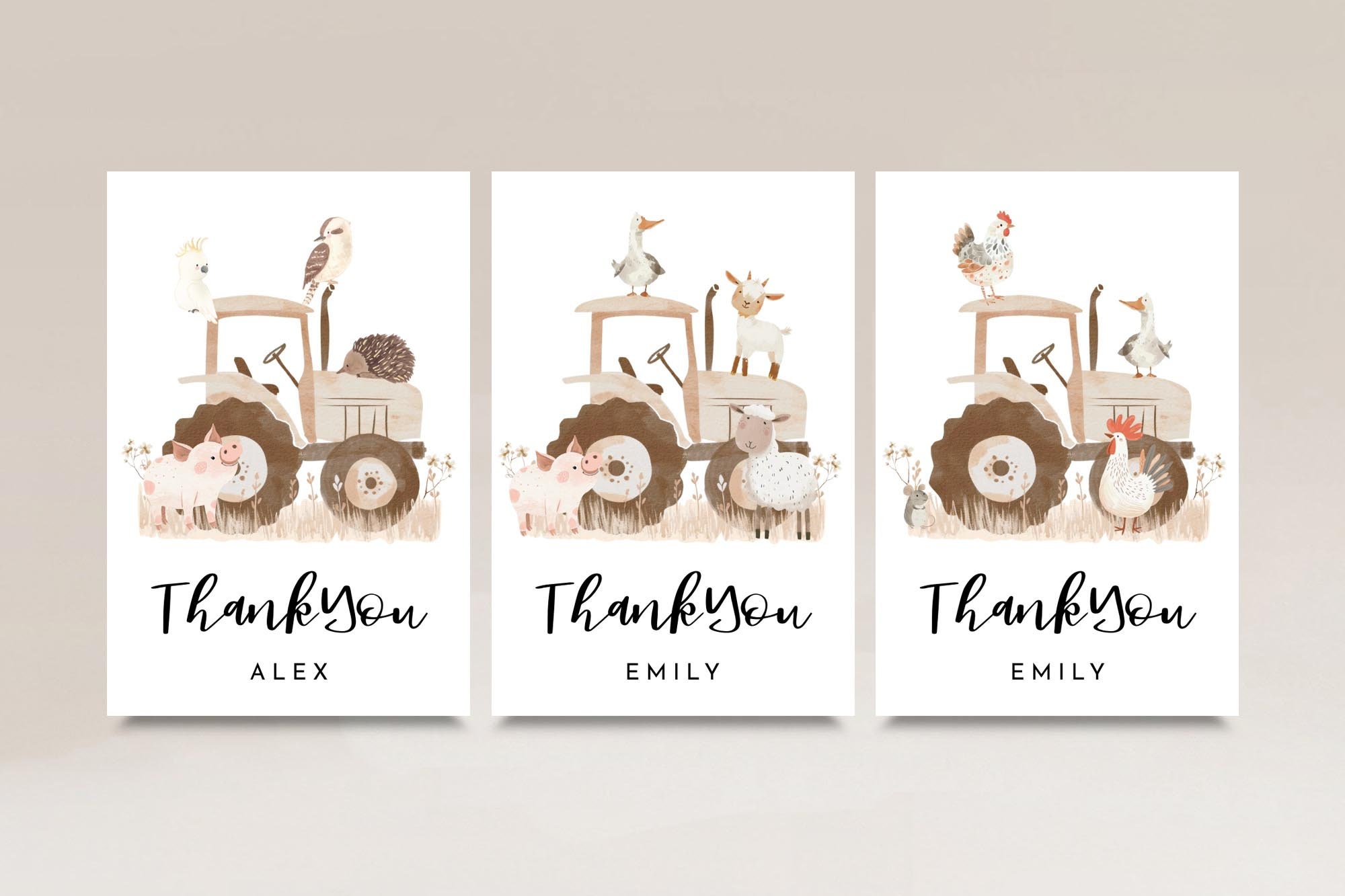 Farm Animal Birthday Thank You Favor Tags, Editable Farm Gift Tag, Farm ...