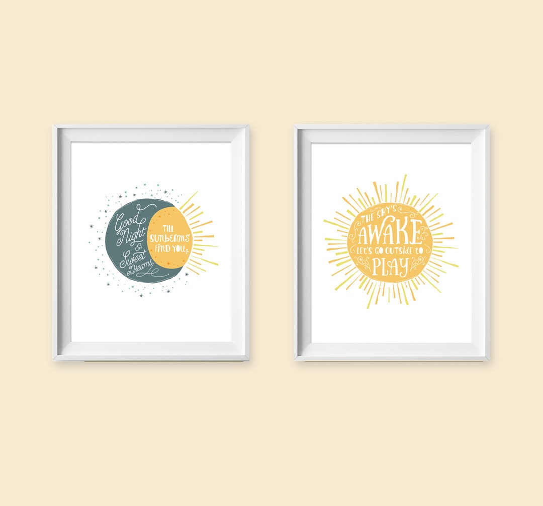 Sun Moon Wall Art, Nursery Wall Art Set, Gender Neutral Nursery, Baby