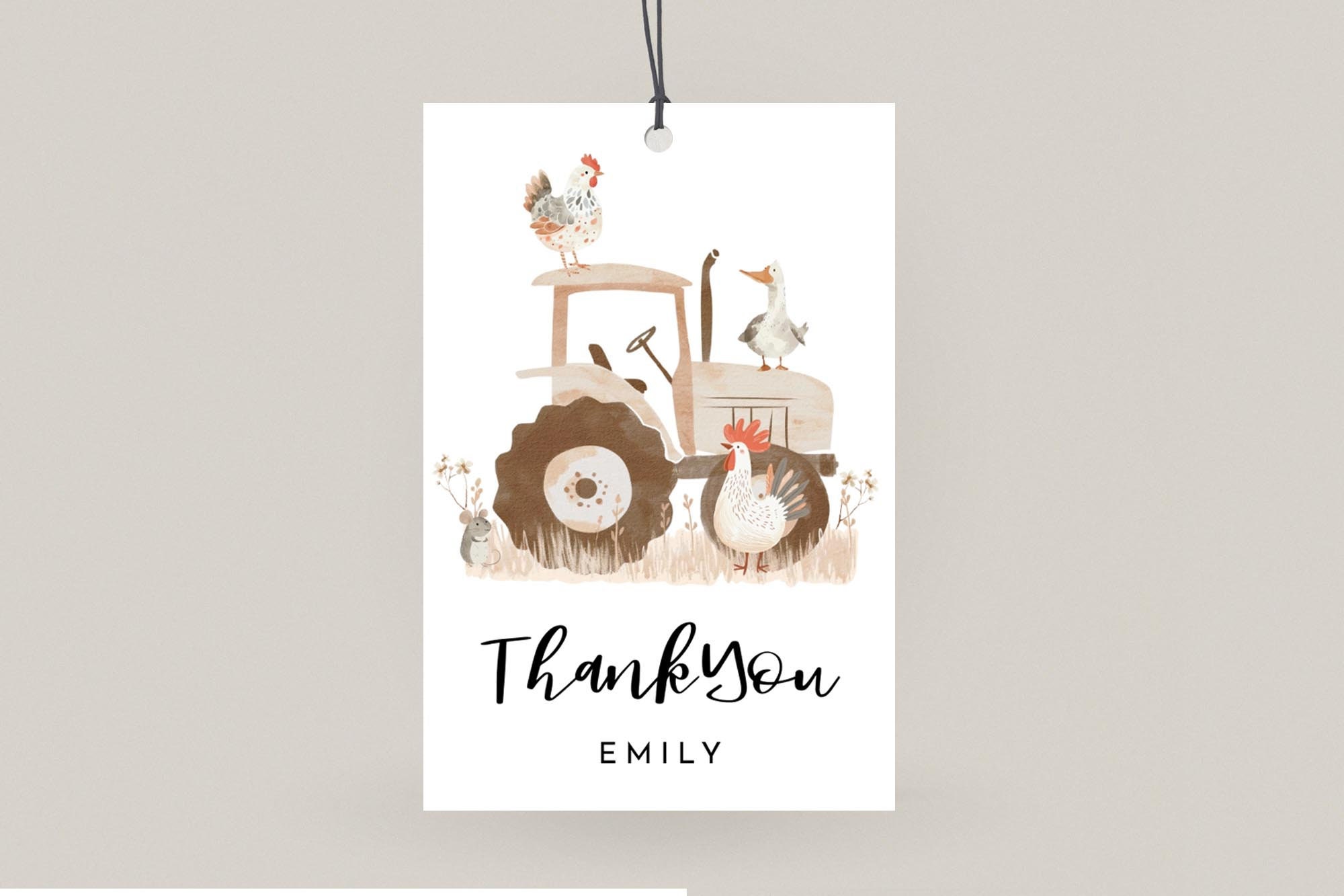 Farm Animal Birthday Thank You Favor Tags, Editable Farm Gift Tag, Farm ...