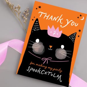 Black Cat Halloween Favor Tags: Editable Birthday Party Template (Digital Download)