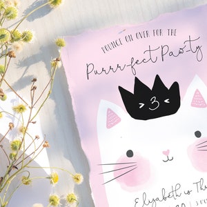 Cat Birthday Party Invite | Editable Template | Girls Birthday invite | Modern Cat Purrrfect Party | Cat Birthday Invitation | Kitty Cat