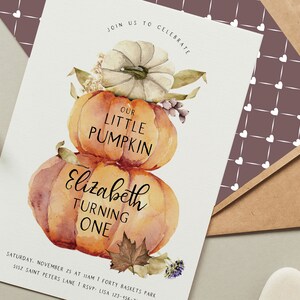 Little Pumpkin First Birthday Invitation, First Birthday Party Pumpkin Editable 1st Birthday, Our little Pumpkin is one, Instant Download