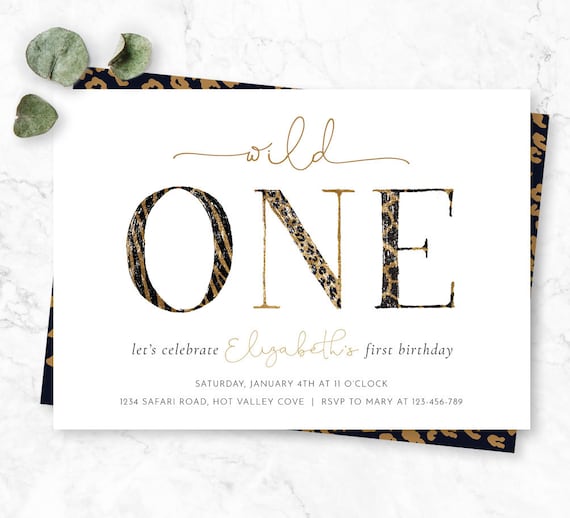 Wild One First Birthday Invite, First Birthday Invitation for Girl, Jungle Safari Animal Invite, Wild One Invite, Girls First BDay Invite