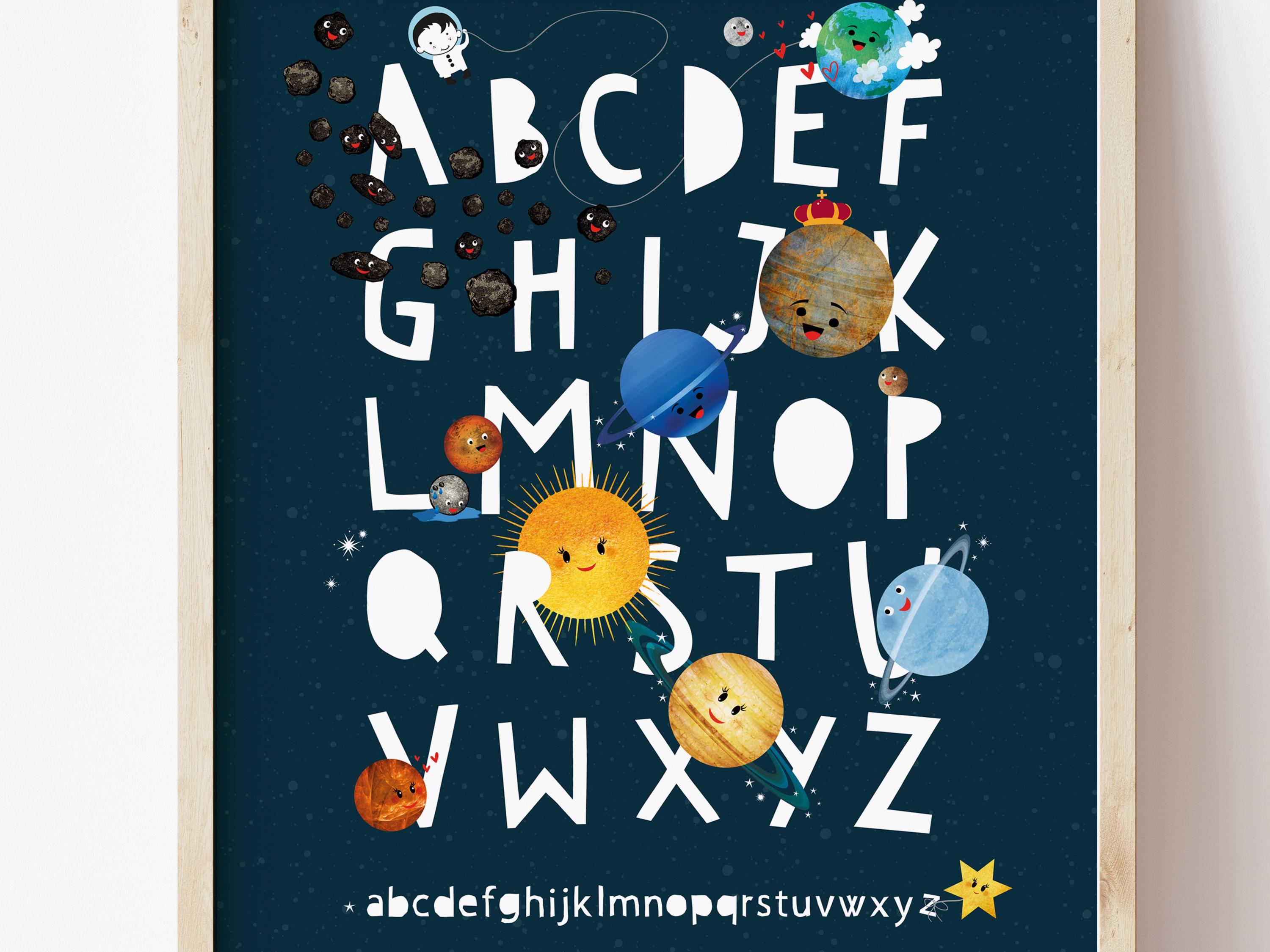 Solar Letters/numbers Solar System Printable, A to Z, Numbers Solar System Poster, Kids ...
