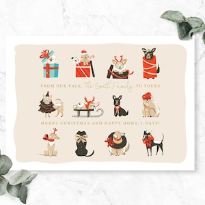Tarjeta de Navidad 2020, Happy Howlidays, Dogs Puppies, Family Christmas, Holiday Card, Pawfect, Minimalist Modern Simple, Tarjeta de Navidad para Perros